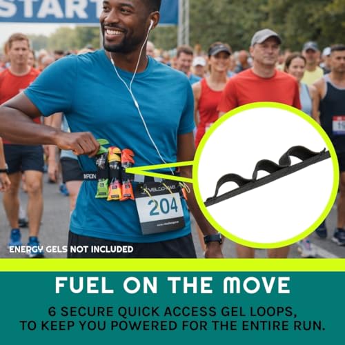 VeloChampion Triathlon Race Number Running Gel Belt, 3 Toggles, 1 Pack - style: 3 Toggle Belt