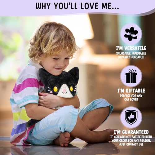 Tuxedo Cat Microwavable 1.5 lbs Unscented Heating Pad for Women and Kids- Cute Soft Cozy Pillow Plush Heatable Warm Stuffed Animals - Kawaii Hot and Cold Plushie - Tuxedo Cat Gifts for Girls and Women - color: Tuxedo Cat