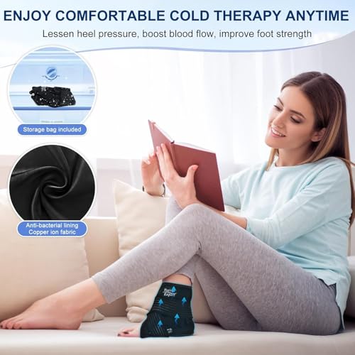 Ankle Ice Pack Wrap with Compression – Reusable Cold Gel Pack for Foot and Achilles, Dual Strap Design with Soft Plush Lining, Flexible Cold Therapy for Ankle Support - style: 1 Pack