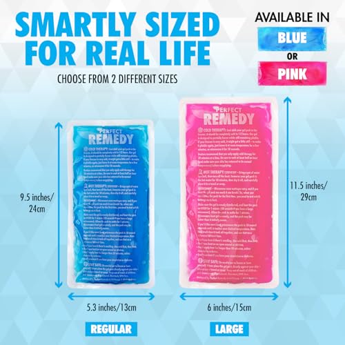Perfect Remedy 2-Pack Gel Ice Packs for Injuries Reusable, Hot & Cold Pack that’s Durable, Soft & Flexible, Fast Relief & Recovery (Blue, Reg 2PK) - color: Blue Standard, size: Regular 2 Pack