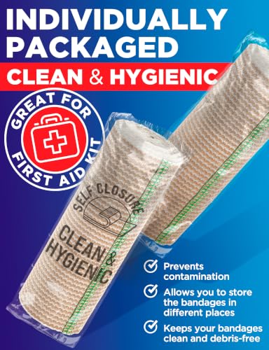 Premium Elastic Bandage Wrap - 6” (2pk) - Self-Closing Compression Bandage - size: 2 Pack, style: Elastic 6in