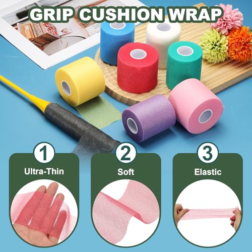 Pre Wrap Tape, Non-Slip Grip Cushion Wrap Prewrap Athletic Tape Fitting for (Tennis- Badminton - Pickleball - Sports) - color: Beige