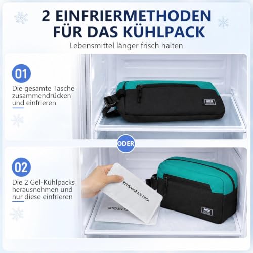 MIER Small Freezable Snack Bags Frozen Mini Cooler with 2 Gel Packs, Teal - color: Teal