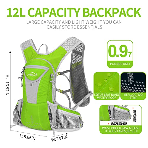 IX INOXTO Hydration Pack Backpack, Lightweight Water Backpack with 2L Hydration Bladder Daypack for Men Women,Running Hydration Vest for Trail Running Hiking Cycling Race Climbing - color: Fruit green