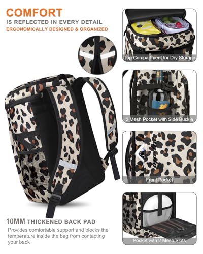 Capolo Cooler Backpack Insulated Leak Proof for Women Men Soft Cooler Bag - color: Leopard, size: 36 Cans