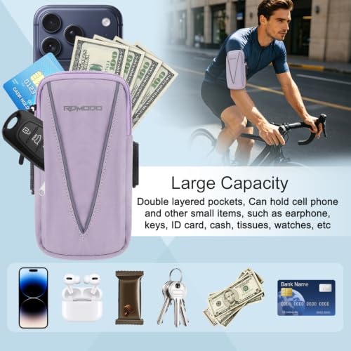 Running Phone Holder Women Men,Reflective Stripe Armband 7.5" Purple - color: 04 - Purple