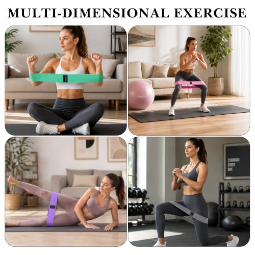 LUWOO Resistance Bands for Working Out, Glute Bands for Women & Men, Fabric Booty Band for Gym, Yoga, Pilates, Leg Training (Green/Pink/Purple/Dark Gray)
