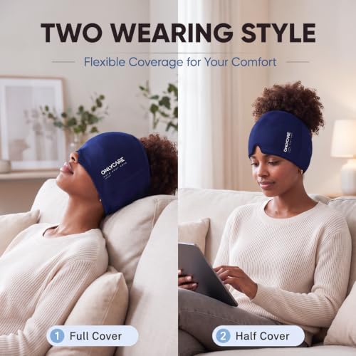 ONLYCARE Migraine Relief Cap, Headache Relief Cold Cap with Odorless Gel - color: Blue