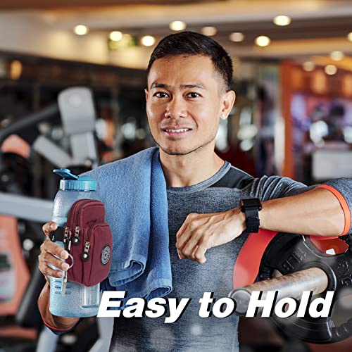 Gym Water Caddy with Phone Holder, Water Bottle Sleeve Bag with Pocket for Cards, Keys, Wallet, Gym Bottle Accessories for Men Women - color: Purple