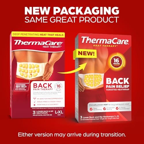 ThermaCare Advanced Back & Hip HeatWraps, Long-Lasting, Disposable Heat Therapy for Lower Back Pain, Muscle Soreness, & Herniated Discs, Drug-Free (L-XL, Pack of 40) - size: Pack of 40