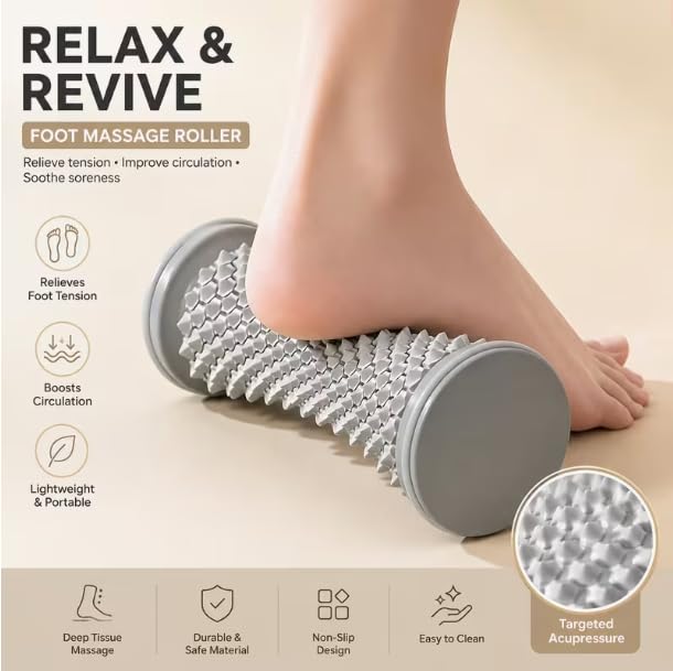 Foot Massager Roller, for Plantar Fasciitis Relief, Foot Massage Tools Portable, Deep Tissue Muscle Massage, for Foot Arch and Heel Pain - Grey