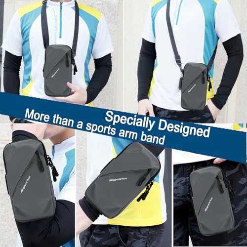 Cell Phone Armbands Running Phone Holder Armband, Shoulder Holster Phone Purse Crossbody Bag Pouch (Gray) - color: Gray