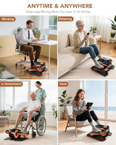 DamKee Under Desk Oval Exercise Machine Electric Oval Leg Exerciser Seen on TV 12 Speed Foot Exerciser for Seniors Portable Mini Seat Pedal Exerciser for Home Office