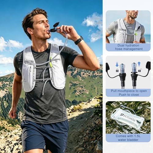 BECOJADDE 5L Running Vest for Women, Hydration Backpack Lightweight & Breathable for Trail Running, Marathon, Hiking, Cycling - color: White