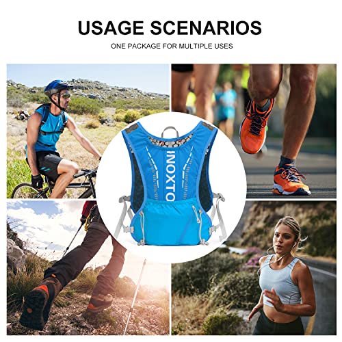 INOXTO Running Hydration Vest Backpack,Lightweight Insulated Pack with 1.5L Water Bladder Bag Daypack for Trail Hiking Running Cycling Race Marathon for Women Men - color: Dark Blue white