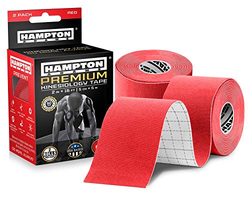 Hampton Adams | As Seen on Shark Tank | Elastic Kinesiology Tape (2-Pack) | Uncut Athletic Tape Supports & Protects Muscles Knees Shoulders & Plantar Fasciitis | Waterproof Hypoallergenic (Red) - color: Red, size: 2in x 16ft (2 Rolls)