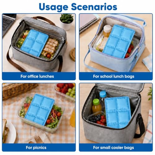 4 Pack Flexible Ice Packs for Lunch Boxes & Coolers, Lightweight - color: Light blue