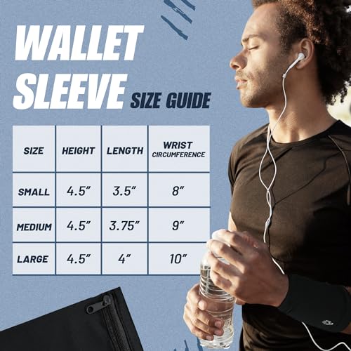 Wallet Sleeve, Wallet Wristband - Anti-Pickpocket -RFID Anti-theft - Lightweight -Perfect for Travel, Running, Hiking,3 Pack - size: Large