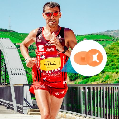 PATIKIL Running Bib Race Clips, 40 Pcs Race Fastener Race Number Buckle Fixing System Marathon Number Buckles Fasteners Holders for Runners Field, Orange - color: Orange