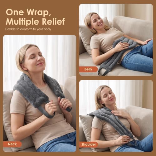 Microwavable Heat Pad for Neck and Shoulders, Warm Compress Wrap, Grey - color: Heat Pad05 -Grey