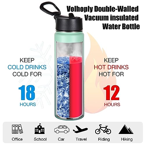 Volhoply 24oz Insulated Water Bottle with Straw Lid, Mojito, 1-Pack - color: Mojito