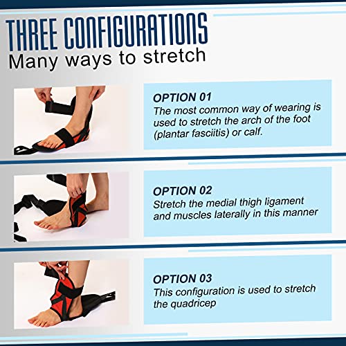 Foot Calf stretcher for Plantar Fasciitis, Achilles Tendonitis, Heel Spurs, Drop Foot. Yoga Stretching Strap for Leg, Thigh and Hamstring (Red) - color: Red