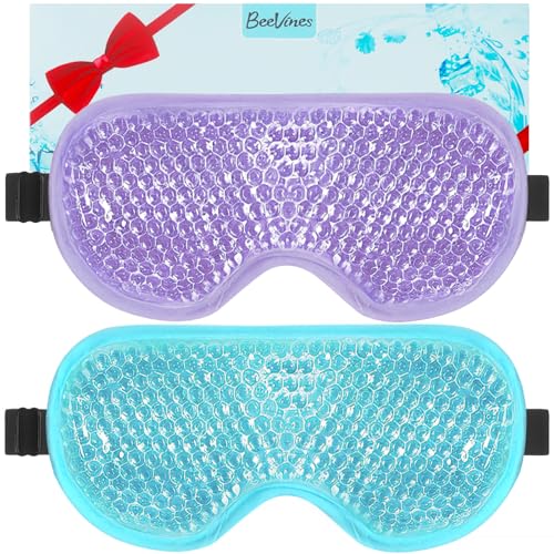 BeeVines Gel Eye Mask, Cooling Ice Masks for Puffy Eyes (Blue & Purple) - color: 002 Purple & Blue
