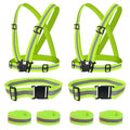 Reflective Vest - Running Vest Reflector, Reflective Running Vest with Safety Straps, High Visibility Reflector - color: A2-6pcs Green Kit