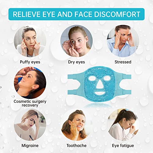 ZNÖCUETÖD Cold Face Ice Mask Facial Ice Pack Cooling Mask with Storage Bag - color: Blue