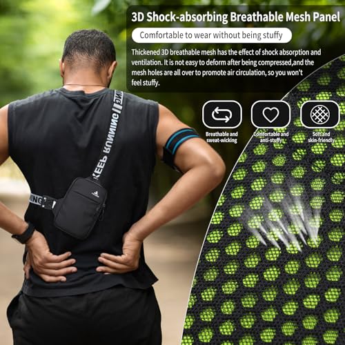 Peicees Mini Crossbody Sling Bag Chest Bag Dual Pocket Water Resistant Fanny Pack Running Phone Holder for Men Women Workout Travel, Dark Blue - color: Dark Blue