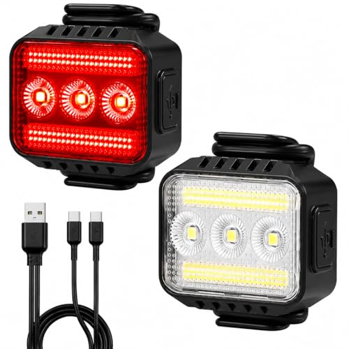 Bike Lights Front and Back Set for Night Riding,Rear Bicycle Light - color: Black, size: 2Pack