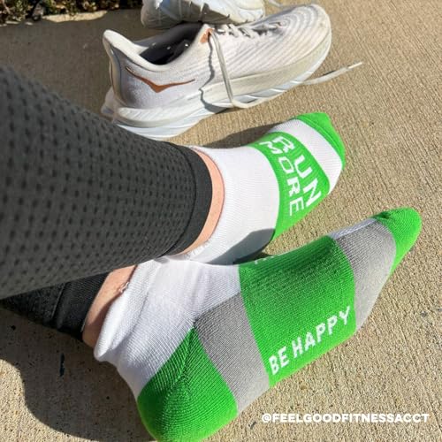 Gone For a Run Motivational Ankle Running Socks - Affirmation Runners Gifts - color: Run More (Lime)