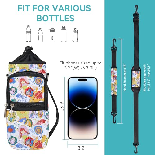 AUPET Water Bottle Sling Bag Sleeve Holder Carrier 25/32/40/64 oz,Insulated Crossbody Water Bottle Case Cover with Strap and Pockets for Men/Women Walking Hiking - color: Zodiac Fantasy, size: 25oz