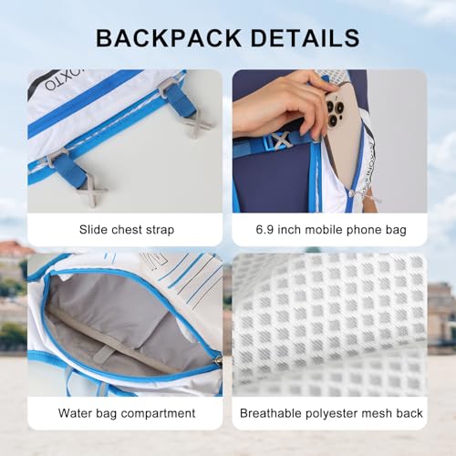INOXTO Running Hydration Vest Backpack,Lightweight Insulated Pack with 1.5L Water Bladder Bag Daypack for Hiking Trail Running Cycling Race Marathon for Women Men - color: White stripes