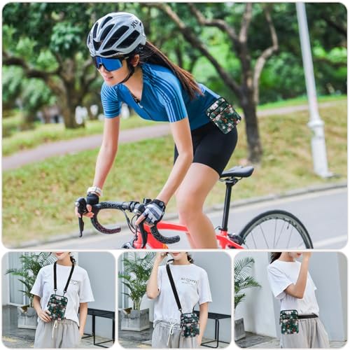 KAMO Multifunction Phone Waist Bag - Diagonal Crossbody Purse for Women & Men - color: Dark green-Yellow flower