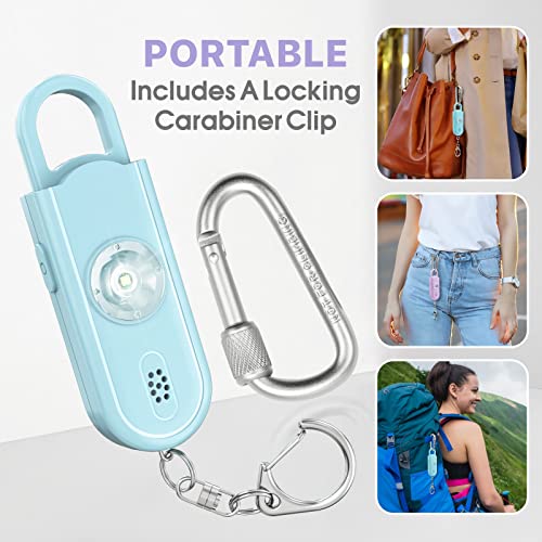 Safe Sound Personal Alarm, 2 Pack 130 dB Loud Siren Song Emergency Security Alarm Keychain with Strobe LED Light, Personal Sound Safety Siren for Women, Men, Children, Elderly - color: Blue/Purple