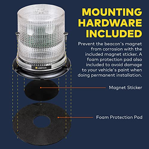 LAMPHUS Aura 7 Inch 12W White LED Beacon Warning Strobe Light For Trucks - color: White, size: 7"