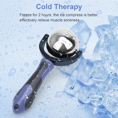 Cold Massage Roller Ball with Handle-Back Muscle Metal Ice Roller Ball Tool - color: Blue