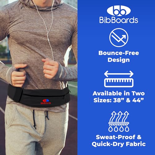 BibBoards Running Belt for Phone, Black, 38-48 in - color: Black, style: 38 Inch