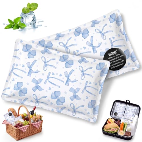 VIHOSE 2 Pcs Ice Packs for Lunch Box Bag - color: Blue, style: Bow
