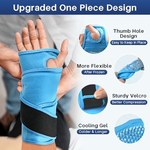 Wrist Ice Pack Wrap for Carpal Tunnel, Gel Ice Packs for Injuries Reusable - color: Blue
