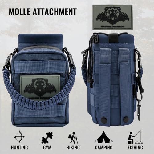 NATURE PIONEOR 32 64 128oz Tactical Water Bottle Pouch, MOLLE Bottle Holder - color: Deep Blue, size: 32OZ