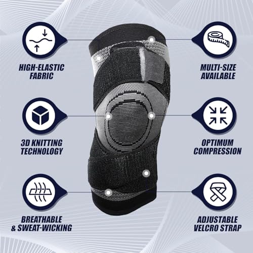1 Pack Knee Brace for Women, Compression Sleeve with Strap-XL Black - color: Grey, size: X-Large