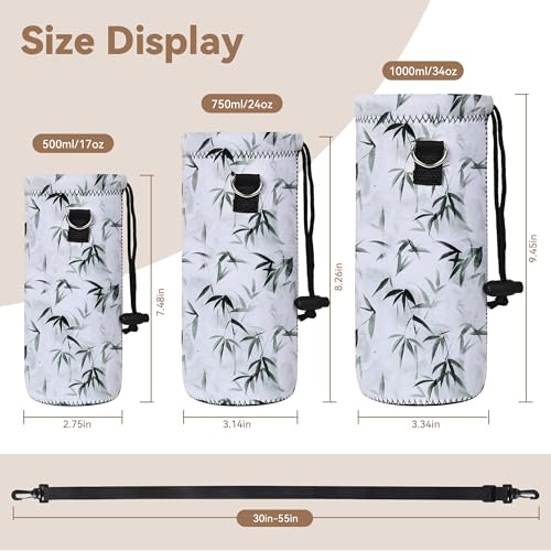 RICHEN Neoprene Water Bottle Carrier Bag with Adjustable Shoulder Strap,Insulated Water Bottle Cover for Stainless Steel/Glass/Plastic Bottles - color: BC-56, size: 500ml