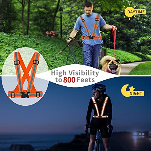 Reflective Vest - Running Vest Reflector, Reflective Running Vest with Safety Straps, High Visibility Reflector - color: E-10pcs Orange Vests