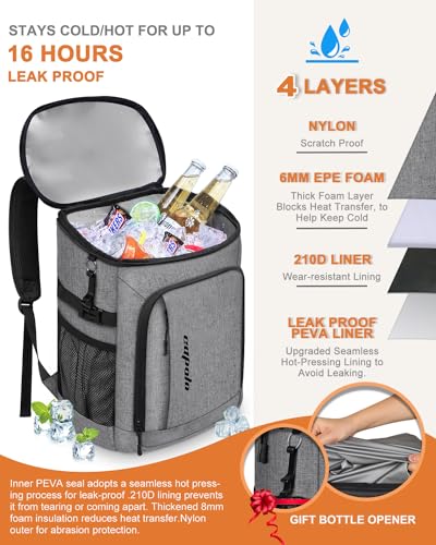 Capolo Cooler Backpack Insulated Leak Proof for Women Men Soft Cooler Bag - color: Grey, size: 45 Cans