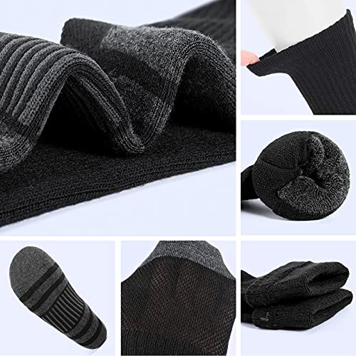 Felicigeely Athletic Crew Socks Cushioned Breathable for Men & Women 6 Pack - color: Double Stripe Black, size: 9-12