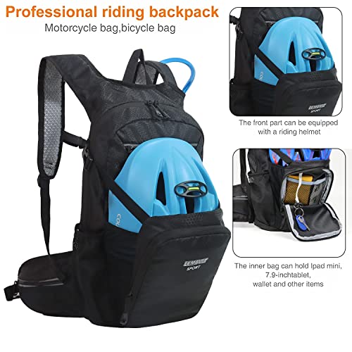 Hiking Daypack 15L Lightweight Waterproof Backpack - color: Black