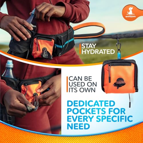 SparklyPets Active Pack 1 Dog, Hands Free Leash, Medium & Large Breeds - color: Premium Active Orange Pack, size: 1 dog M/L