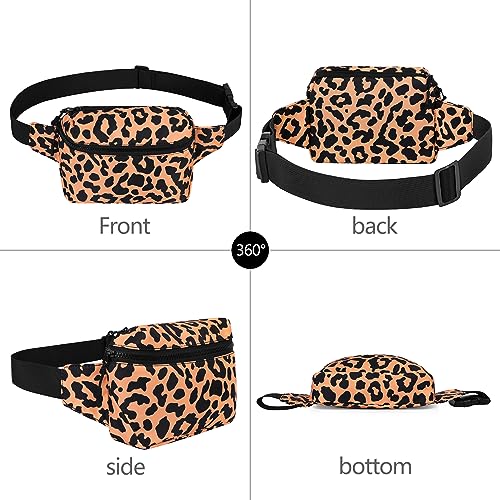 Fanny Pack Waist Belt Bag Fashion Fanny Women and Men Gift Waist Pack With Adjustable Strap For Travel Running 2L Leopard Yellow - color: 2L Leopard Yellow